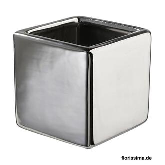 Keramik Übertopf Silver/Würfel