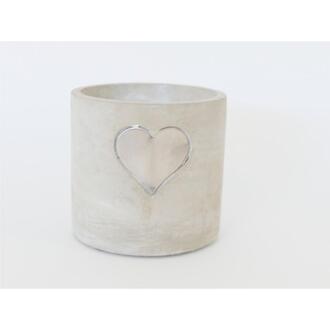 Zement Übertopf Silberherz