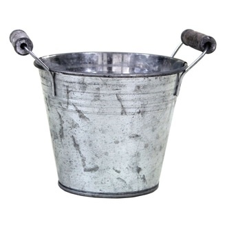 Zink Übertopf Patina/Holzgriff