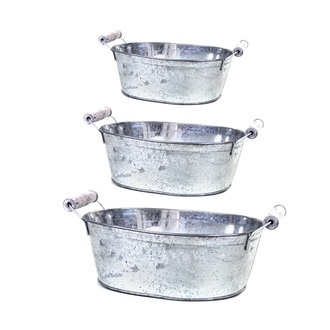 Zink Jardiniere Patina/Holzgriff