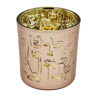 Glas Teelichtbecher Trendy/Gesicht