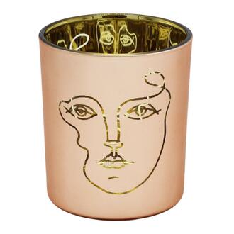 Glas Teelichtbecher Trendy/Gesicht