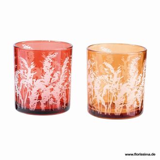 Glas Teelichtbecher Grasmotiv