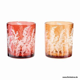 Glas Teelichtbecher Grasmotiv