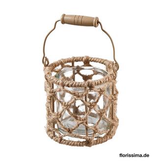 Glas Windlicht Jute