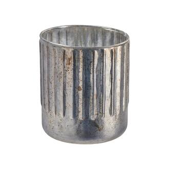 Glas Teelichtbecher Antik/Rille