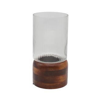 Glas Windlicht Wooden