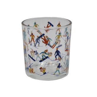 Glas Teelichtbecher Skifahrer