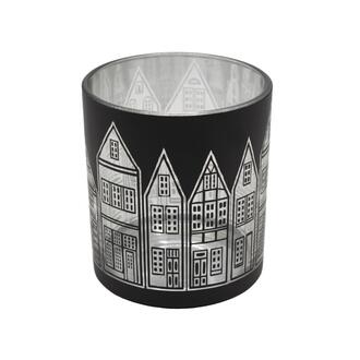 Glas Teelichtbecher X-Mas House