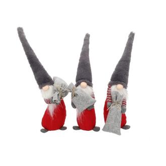 Felt Gnome "Slinder" Assorted H=45 Cm Grey-White-Red