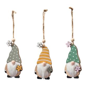 Wooden Gnome "Berti" Assorted H=5 Cm For Hanging Blue/Yellow/Green