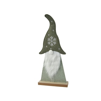 Filz Wichtel "Schneestern" auf Holzfuß L=18,5 cm  H=42 cm  grün-weiß 