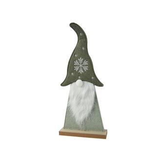 Filz Wichtel "Schneeflocke" auf Holzfuß L=9 cm H=21 cm  grün-weiß 