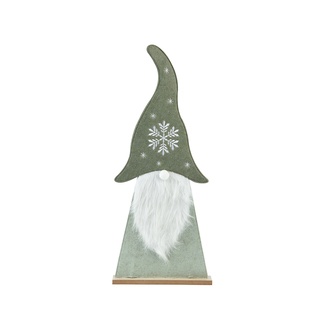 Filz Wichtel "Schneeflocke" auf Holzfuß L=32 cm H=75 cm  grün-weiß 