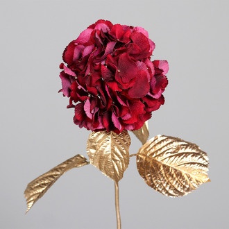Kunststoff Hortensie Golden mit goldenem Stiel