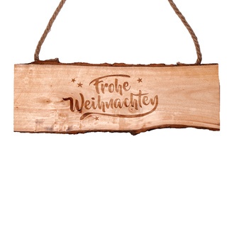 Holz Schild "Frohe Weihnachten" L=35 cm zum Hängen natur 