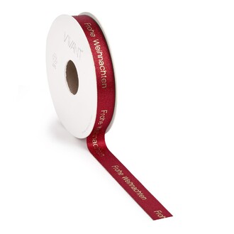  Weihnachtsband "Frohe Weihnachten" L=15 m B=15 mm bordeaux-gold 