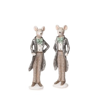 Resin Maus "Frackträger" L=4 cm  H=14 cm  sortiert grün-braun 