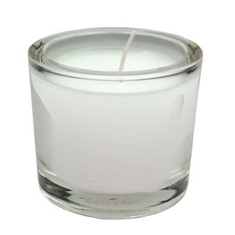 Glas Windlicht "Indoor" Mit Wachs H=90 Mm D=80 Mm Wollweiß
