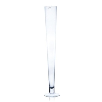  Vase en Verre "Flute/Cielo" Conique sur Pied H=40 Cm D=11 Cm