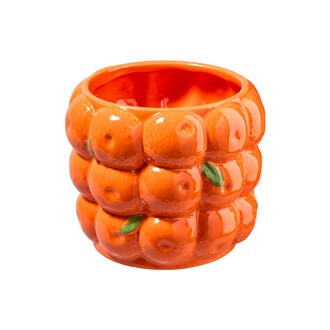 Keramik Übertopf Orangen mit Blatt