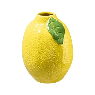 Keramik Vase Zitronen mit Blättern