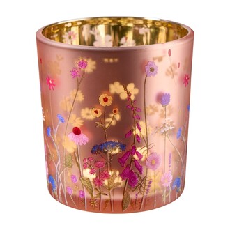 Glas Teelichbecher Sommerblüte