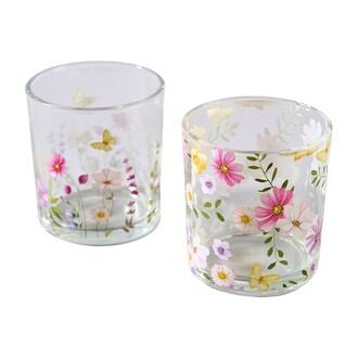 Glas Teelichbecher Sommerwiese