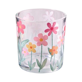 Glas Teelichbecher Blümchen