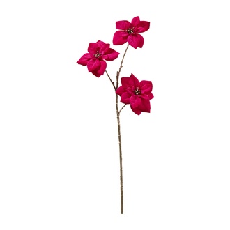 Kunststoff Poinsettienzweig Velvet/3 Blüten 