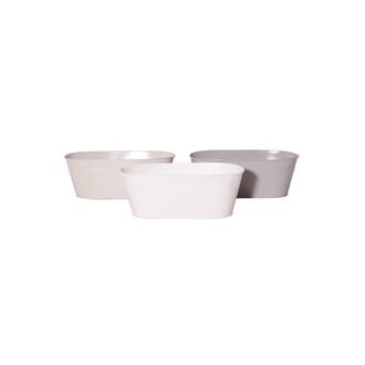 Zink Jardiniere "Water" sortiert L=23 cm B=13,5 cm H=11 cm creme/taupe/hellgrau