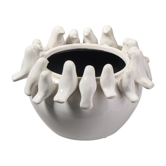 Keramik Übertopf Vögelchen