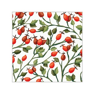  Serviette "Hagebuttenzweig" 333002846 20 Stück weiß-orange-grün 