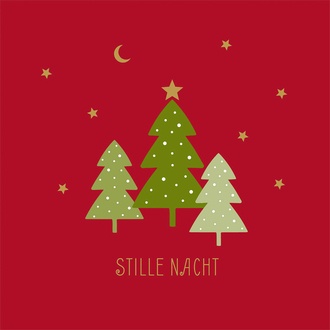 Weihnachtsserviette Stille Nacht/Tannenbäume