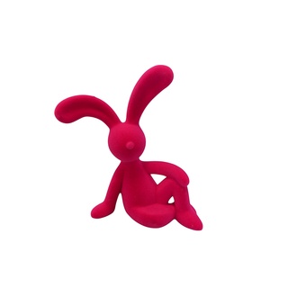 Kunststoff Hase Karli/sitzend/beflockt