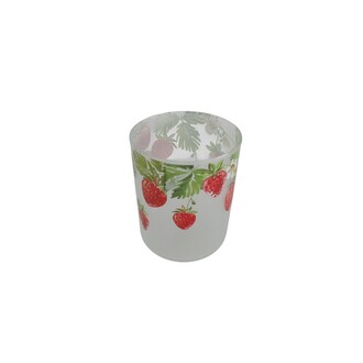 Glas Teelichtbecher Erdbeeren