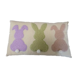 Stoff Kissen Hase mit weißem Puschel