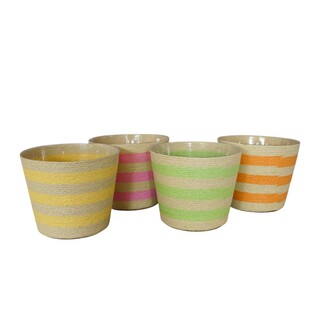 Kunststoff Übertopf Jute-Deko