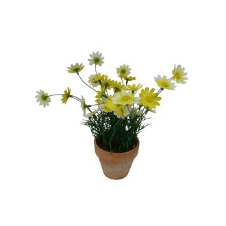 Kunststoff Blütenbusch Daisy/im Terratopf