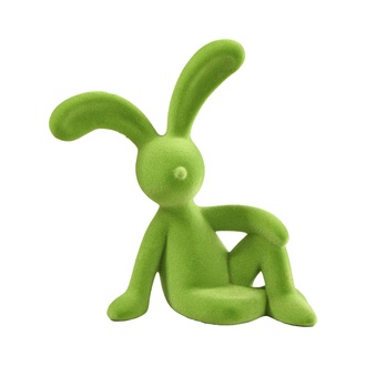 Kunststoff Hase Karli/sitzend/beflockt