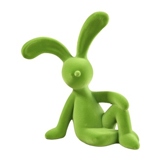 Kunststoff Hase Karli/sitzend/beflockt