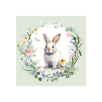 Osterserviette Hase im Kranz