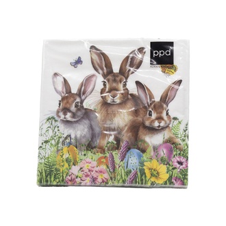 Osterserviette Hasengruppe