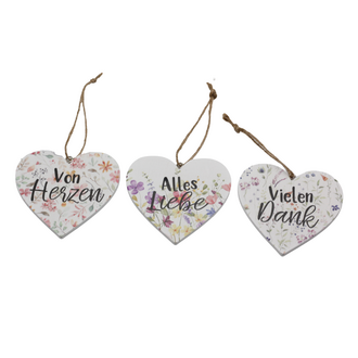 Holz Herz Blumen/Spruch