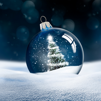 Weihnachtsserviette Tannenbaum auf Weihnachtskugel