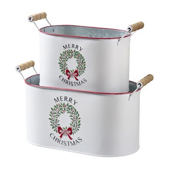 Metall Jardiniere Merry Christmas