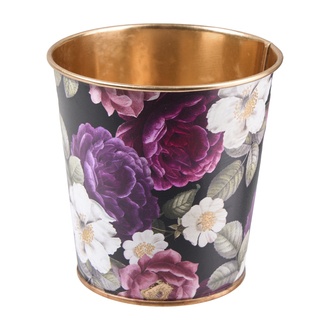 Metall Übertopf Blumenmuster