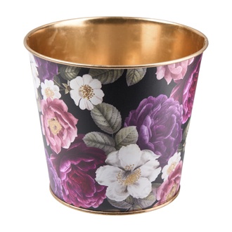 Metall Übertopf Blumenmuster