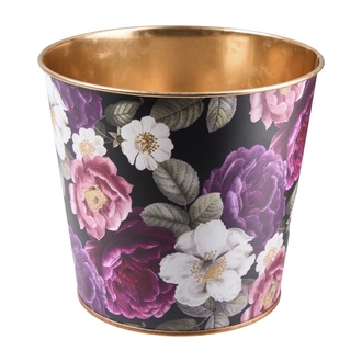 Metall Übertopf Blumenmuster