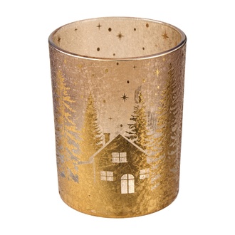 Glas Teelichtbecher Winterlandschaft